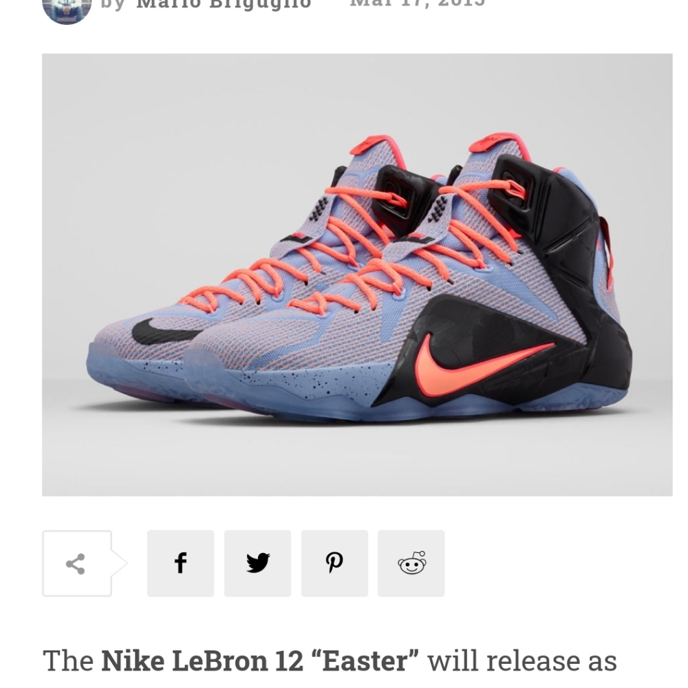 Nike Lebron James 12 "Easter" Basketball shoes 7Y